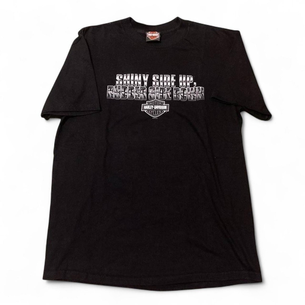 Harley Davidson Shiny‎ side up tee Y2K 08' Madeira beach Men's L
